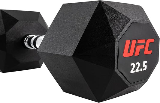 UFC Octagon Dumbbells, Rubber Coated Steel Single Dumbbell sizes 12.5 to 25kg Weights Home Gym