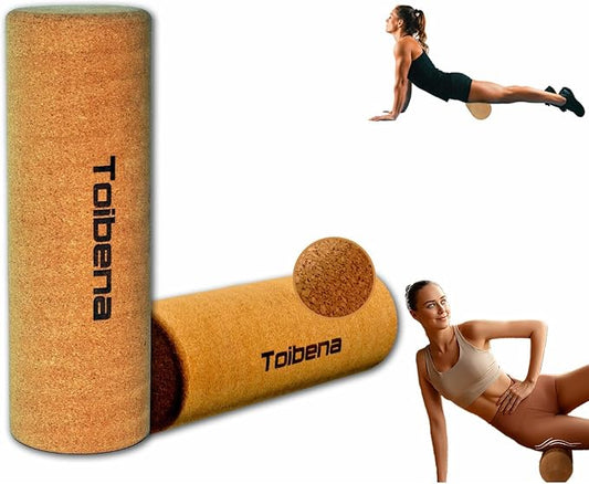 Firm Cork Massage Muscle Roller/Natural Eco-Friendly/Medium Density Deep Tissue Massage Roller/NO Foam-Roller Yoga & Travel Friendly (11.8 Inch)