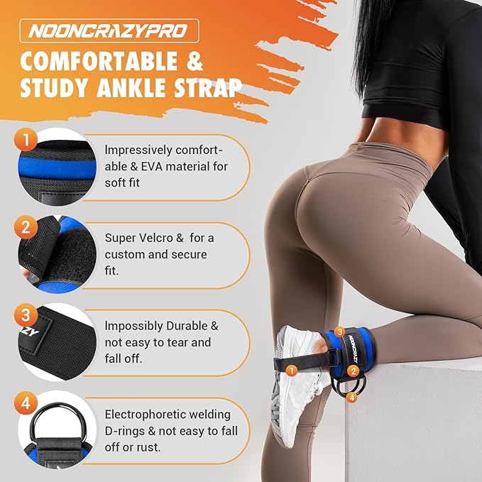 Ankle Strap for Cable Machine Women, Adjustable Gym Cable Ankle Straps for Kickbacks, Glute Workouts, Leg Extensions, Curls, Booty Hip Abductors, Ankle Cuff for Cable Machine Accessories