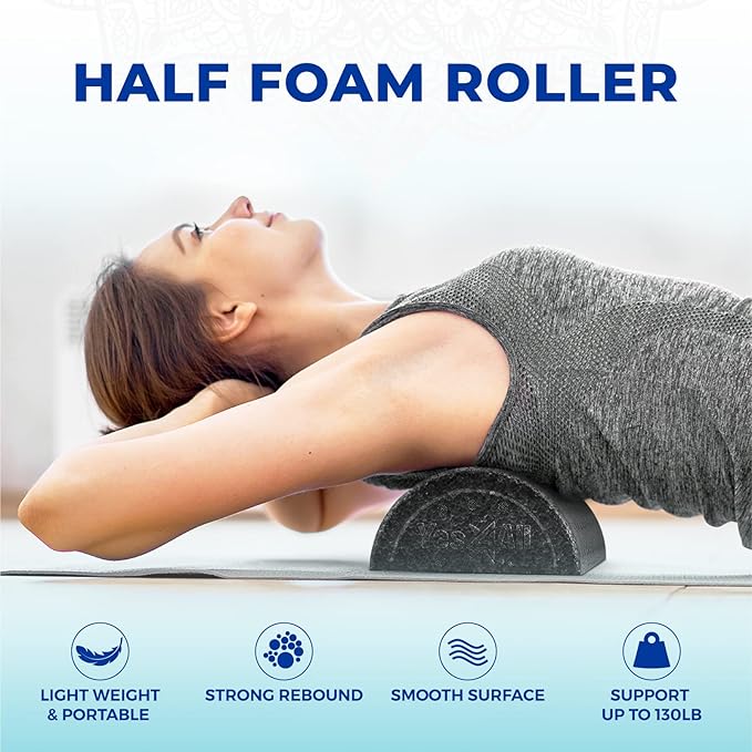 Yes4All High Density Half Round Foam Roller Support Pain Relieved, Back, Leg and Muscle Restoration, 12", 18", 24", 36"