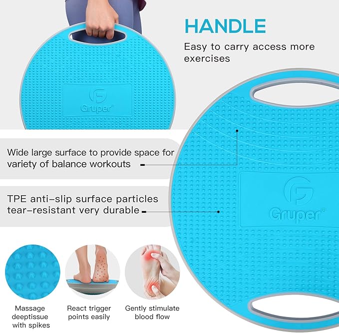 Wobble Balance Board,Exercise Balance Stability Trainer Non-Skid TPE Bump Surface & Bottom Healthy Material Portable Rocker Board for Balance Training and Exercising