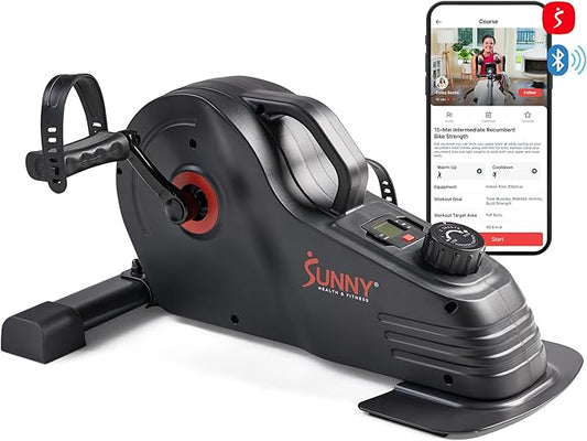 Sunny Health & Fitness Dual Function Under Desk Pedal Exerciser, Portable Indoor Cardio Mini Bike in Home/Office, Arm/Leg Cycle for Seniors, Optional Magnetic, motorized & SunnyFit App Bluetooth Link