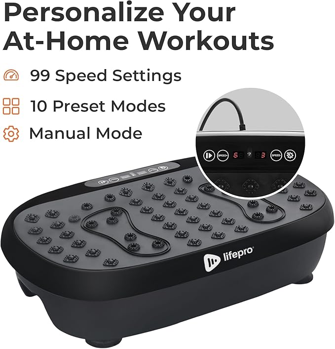 Lifepro Compact Vibration Plate Exercise Machine, Mini Full Body Vibration Platform Exercise Machine for Lymphatic Drainage with Acupressure Nodes, Burn Calories, Helps Alleviate Back & Joint Pain