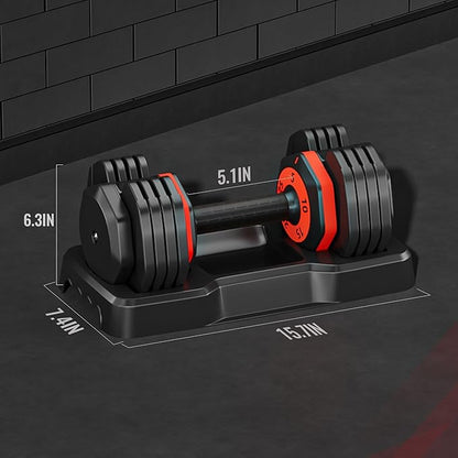 25LB Adjustable Dumbbell with Anti-Slip Handle 5 in 1 Free