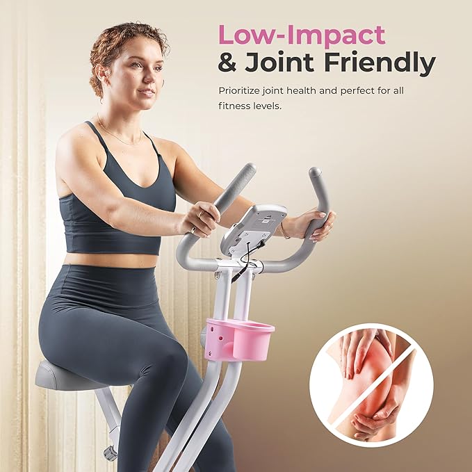 Sunny Health & Fitness Smart Foldable Exercise Bike, Portable Compact X-Bike for Indoor Cycling Workout, Cardio Training Machine for Home, Exclusive Bluetooth Connection With SunnyFit App