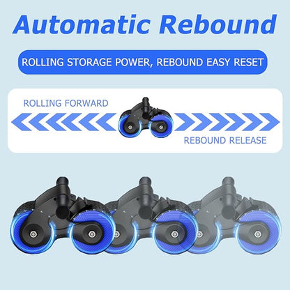 Ab Roller Wheel, Automatic Rebound Abdominal Wheel, Ab Roller for Abs Workout with Knee Mat, Abdominal Wheel for Home, Gym, Women Men or Beginners blue