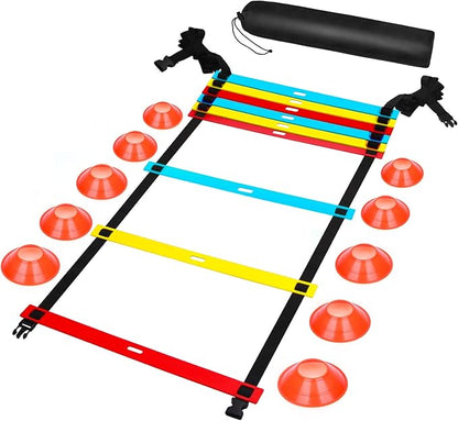 Agility Ladder Speed Training Equipment 9 Rung 13FT Sports 10 Disc