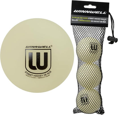 Winnwell Sports Street Hockey Balls - Indoor & Outdoor Balls with Storage Bag - Hockey Gear Ideal for Road, Or Street Hockey Games – 65mm & 50 Gram Weight