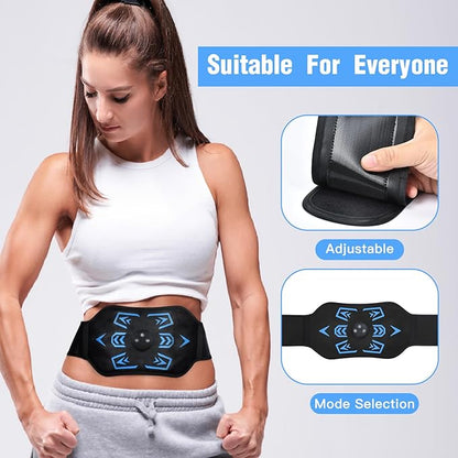 ABS Stimulator,Ab Machine,Abs Muscle Training Belt,USB Rechargeable Portable Abdomen Ab Stimulator for Men Woman,Home & Office Exercise Equipment Blue