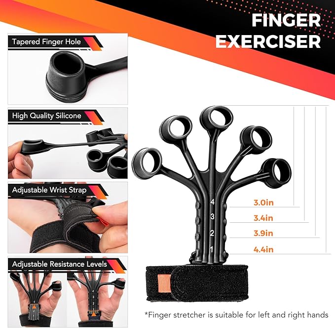 Grip Strength Trainer Set 5 Pack with Hand Grip Strengthener Electronic Counting, Forearm Strengthener, Finger Exerciser, Stress Relief Ball, and Forearm Workout Ring for Hand Therapy