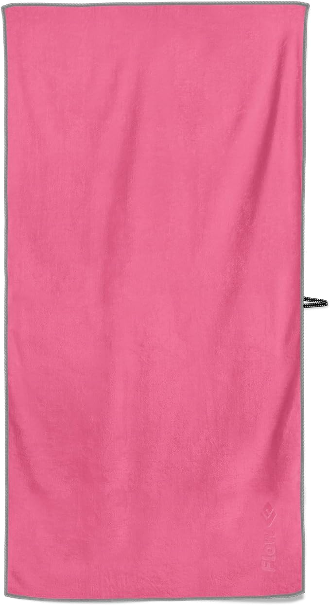 Flow Hydro Sport Towel - Microfiber Quick Dry Swimming Towels for Swim, Pool, Triathlon, and Other Water Sports in Medium, Large, Extra Large, and Hooded Sizes (Pink, X-Large (72" x 40"))