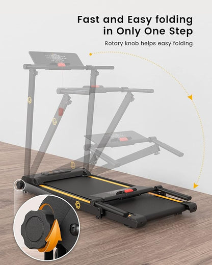 UREVO Folding Treadmill, 2.25HP Treadmills for Home with 12 HIIT Modes, Compact Mini Treadmill for Home Office, Space Saving Small Treadmill with Large Running Area, LCD Display, Easy to Fold