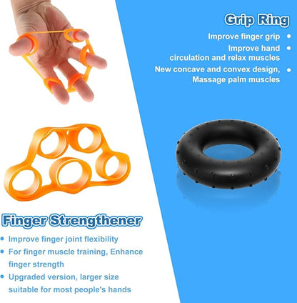 6 Pack Grip Strength Trainer Set Adjustable Hand Gripper with Counter,(XL) Finger Strengthener,Grip Trainer & Hand Grip Strengthener for Muscle Building,Injury Recovery,Improve Grip Gtrength