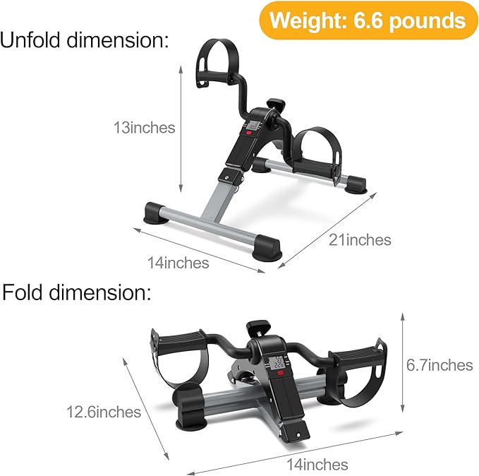 Folding Exercise Bike Pedal Exerciser Portable Desk Bike with LCD Display for Arms and Legs Workout