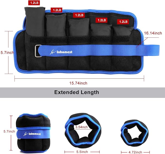 Adjustable Ankle Weights 1-5/10/12 Lbs Leg Weights for Men Women,Wrist Ankle Weights for Physical Therapy,Yoga Pilates,Workout,Walking,Jogging