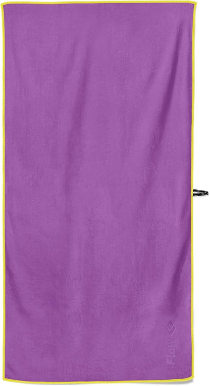 Flow Hydro Sport Towel - Microfiber Quick Dry Swimming Towels for Swim, Pool, Triathlon, and Other Water Sports in Medium, Large, Extra Large, and Hooded Sizes (Purple, X-Large (72" x 40"))