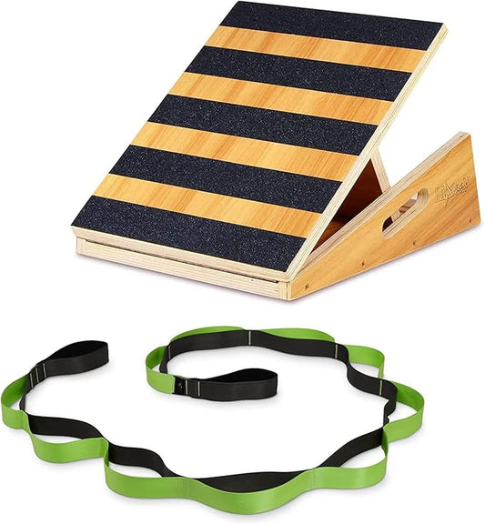 Yes4All Premium Steel/Wooden Slant Board & Calf Stretcher, Adjustable Incline Board & Non-Slip for Stretching/Squat Wedges for Deep Squats & Elevated Squat Improvement for Home Gym, Indoors, Outdoors