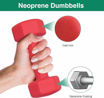 Dumbbell Hand Weight Pairs – Neoprene Dumbbell Exercise & Fitness For Home Gym Equipment and Adjustable Dumbbell Sets–Non-Slip, Color Coded Hex Shaped Free Weights For Women,Men 2LB 3LB 5LB 8LB 10LB Pounds