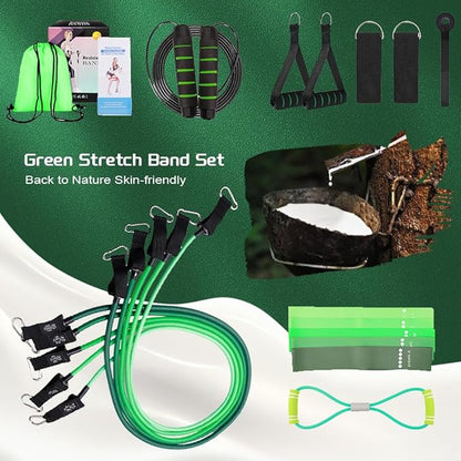 18Pcs Resistance Bands Set for Women, 5 Stackable Exercise with Handles, Loop Bands, Jump Rope, Figure 8 Band, Ideal Home, Gym Fitness, Yoga, Full Body Workout