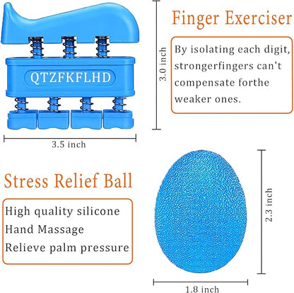 Grip Strength Trainer with Forearm Strengthener, Hand Grip Strengthener, Hand Extension Exerciser, Stress Relief Ball and Hand Grip Strengthener for Muscle Building and Injury Recover(5 PCS)