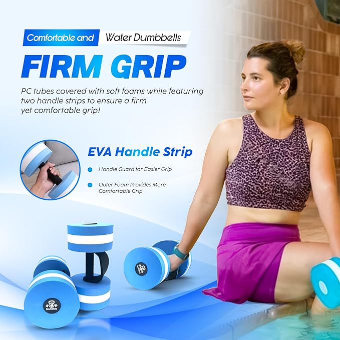 Water Dumbbells Set for Pool Weights - Aquatic Fitness Weights for Effective Water Workouts, water aerobics weights & Therapy - Celebrate Health and Wellness with pool exercise equipment for adults