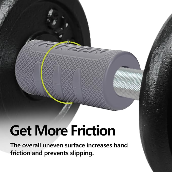 Hikeen Thick Bar Dumbbell Grips,Non Slip Hard Rubber Barbell Grips,Grips for Weight Lifting, Muscle Building-2" Outer Diameter