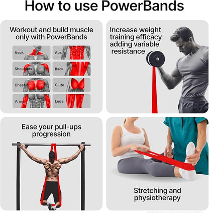 Weller Powerband. Free Workout iPhone App, Loop Bands to Build Muscle, Home Gym, Fitness, Workout, Exercise, Heavy Duty, Powerlifting, Pull-up, Mobility, Stretching, Warm up