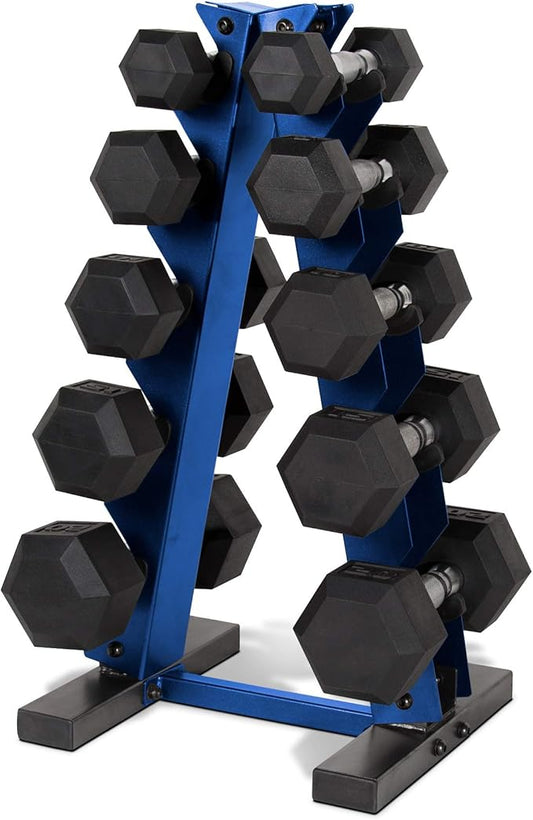 CAP Barbell 150 LB Coated Hex Dumbbell Weight Set with Vertical Rack | Multiple Colors