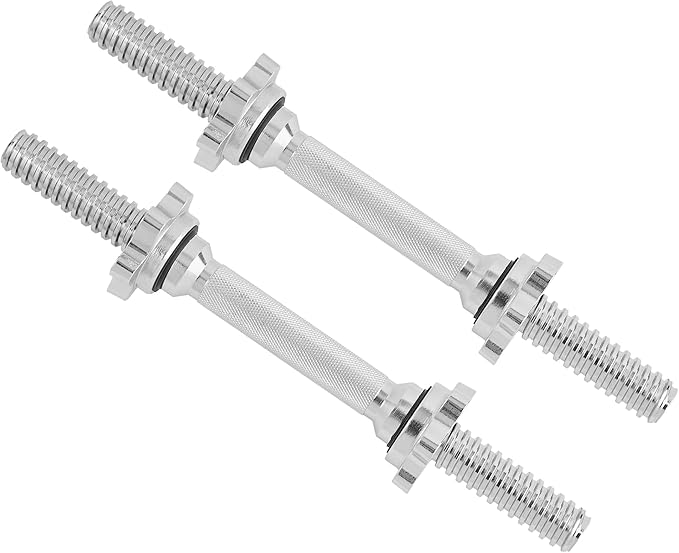 Yes4All Pair of Threaded Dumbbell Handles 14/16/18/24 inch, Chrome/Rubber Grip, Fit 1” Plates, Weight Bar Connector