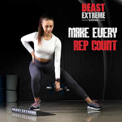 Beast Extreme Wedge Block - Wider Calf Stretcher Slant Board for Extra Stability - Heel Elevated Wedges for Weightlifting, Physical Therapy - Incline Board for Calf Stretching, Strength, Mobility