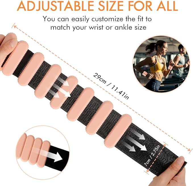 Wrist Ankle Weights for Women, Adjustable Ankle Weights Strength Training Silicone Bracelets Workout Wrist Ankle Weights for Men Women Yoga Running Dance Ankle Arm Leg Weights (2lb)