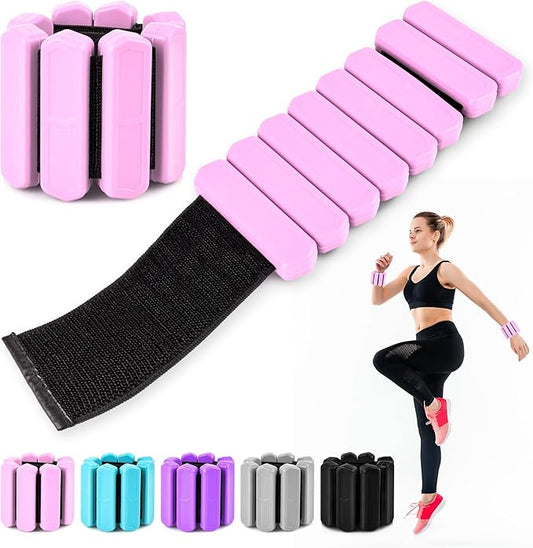 Wrist & Ankle Weights for Women Men, Adjustable Wrist Weighted Bracelet for Home Gym Workout, Walking, Running, Travel, Pilate, Yoga, Exercise,Strength Training. Set of 2 (1Lb Each)