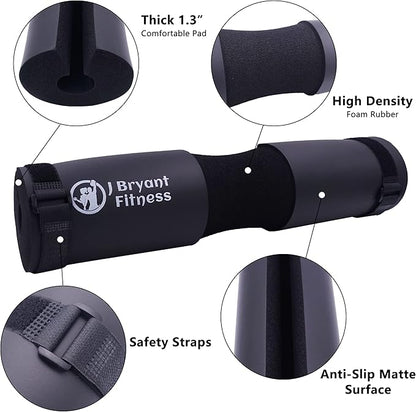 J Bryant Barbell Pad Set with 2 Ankle Straps for Cable Machines Hip Resistance Band Weight Lifting Straps Thick Cushion Hip-Thrusts Pad with Carry Bag for Squats Bench Press Workout