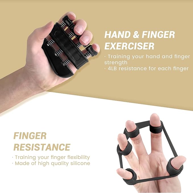 FLYFE Grip Strength Trainer, Plastic, 2 Pack / 5 Pack, 11-132 lbs, Forearm Strengthener, Hand Squeezer Adjustable Resistance, Hand Grip Strengthener for Muscle Building and Injury Recovery