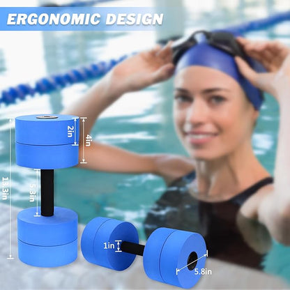 Aquatic Exercise Dumbbells Water Dumbbell Pool Resistance Aquatic Fitness Barbells with 4 High-Density EVA Foam Pool Weights Dumbbells, for Water Aerobics Weight Loss