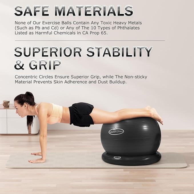 Anti-Burst and Slip Resistant Exercise Ball Yoga Ball Fitness Ball Birthing Ball with Quick Pump, 2,000-Pound Capacity, Multiple Colors and Sizes