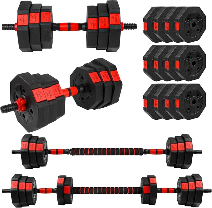 Adjustable Dumbbells Set 22LBS/33LBS/44LBS/55LBS/66LBS Free Weight Set with Connector, Free Weights Dumbbells Set for Barbell, Weightlift, Fitness Exercises for Home Gym Men Women