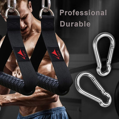 Heavy Duty Gym Exercise Handles Attachment for Cable Machine,Resistance Band,Pulley System Home Fitness Workout Equipment, with Elastic Rubber Grip and 2 Large Carabiners