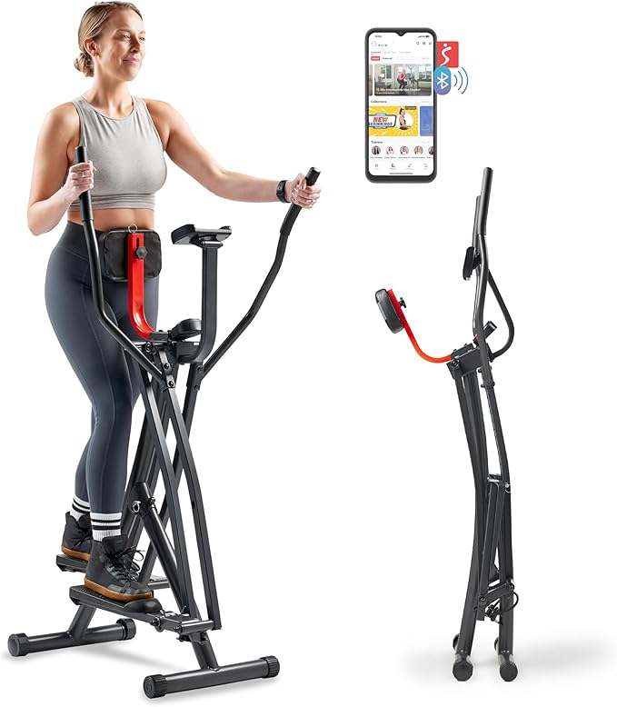 Sunny Health & Fitness Air Walk Cross Trainer Elliptical Machine Glider w/Performance LCD Monitor, Low-Impact, 30 Inch Stride and Optional Exclusive SunnyFit App Enhanced Bluetooth Connectivity