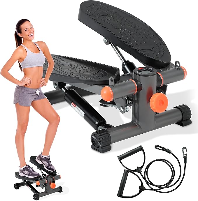 Mini Stair Stepper for Exercise at Home Stair Stepper with Resistance Bands Exercise Equipment for Home Stair Climber Stepper Machine for Home Gym Cardio Equipment for Full Body Workout