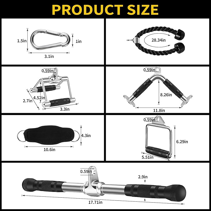 Tricep Press Down Cable Machine Attachment