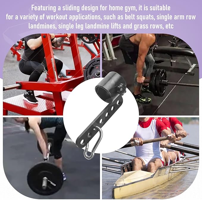 【Belt Squat Attachment Barbell】Belt Squat Bar Machine Attachment for 2 inch Olympic Barbell Bar & Landmine D-Handle Cable T Bar Row Locking Belt Squat Barbell for Landmine Workout Attachments