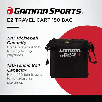 Gamma Sports EZ Travel Cart Pro, Portable Compact Design, Sturdy Lightweight Construction, 150 or 250 Capacity Available, Premium Carrying Case Included