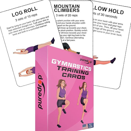 Gymnastics Training Equipment Aid Cards: Great Training Drills for Solo Practice. Exercises and Workouts for at Home. Fun Activity for Kids, Youth Junior and Beginners Gymnasts Dance