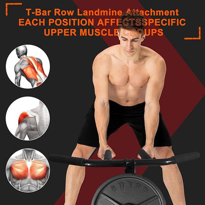 T Bar Row Attachment Multi-Grip: T Bar Row Multi-Grip Handle Bar Attachment for Olympic Barbell Bar & Standard Bar Strength Workout Training