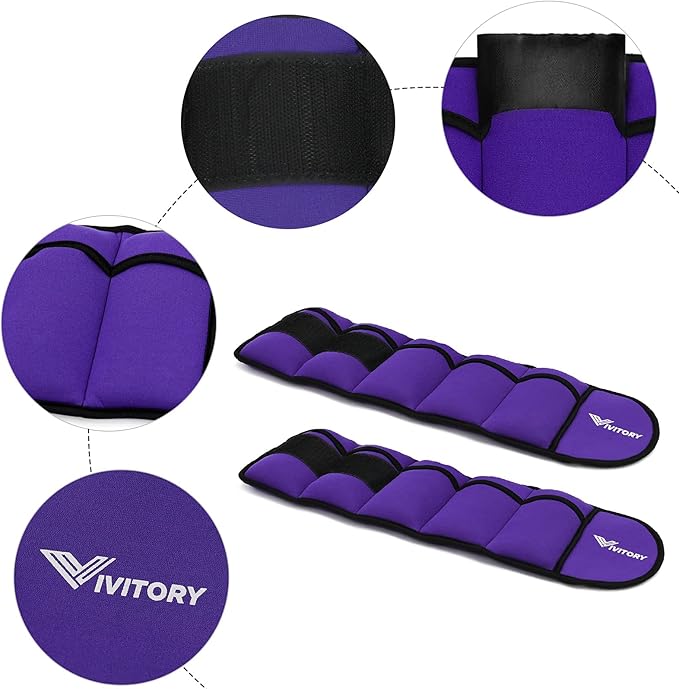 Vivitory Adjustable Ankle Weights for Women & Men, Leg Weights 2 to 10 Lbs, Arm Weights, Ankle Wrist Weights Set for Strength Training, Jogging, Gymnastics, Aerobics, Physical Therapy