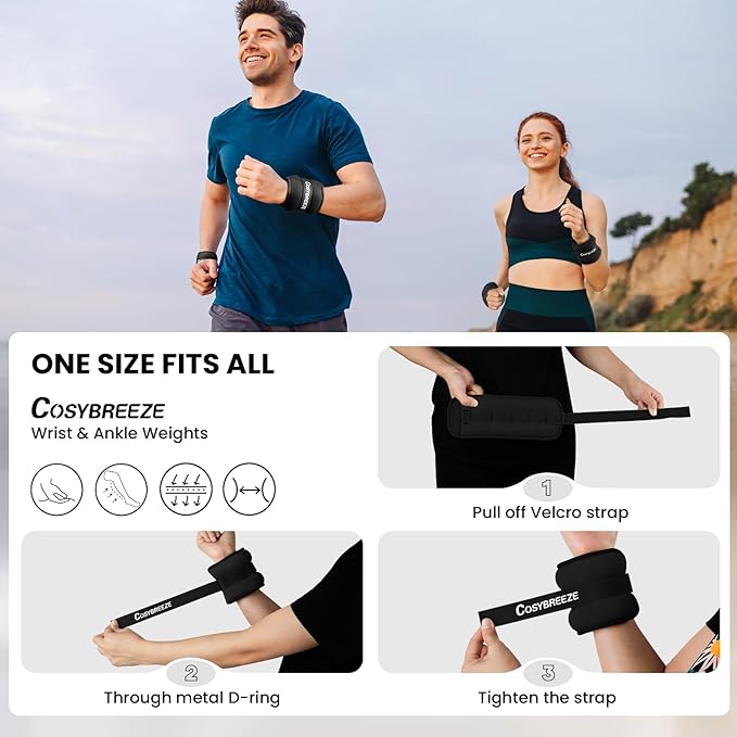 Ankle Weights for Women Men 1 2 3 4 6 8 10 LBS Set Wrist Leg Arm Weights for Kids with Adjustable Strap, Strength Weighted for Walking Running Physical Therapy Jogging Fitness Home Gym Workout