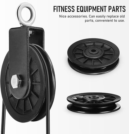 Vaguelly Pulley Cable Replacement for Home Gym Marcy Home Gym Replacement Parts Gym Pulley Wheel Pulley Wheels Abration Bearing Pulley Wheel Pulley for Gym Equipment Two Wheels Fitness