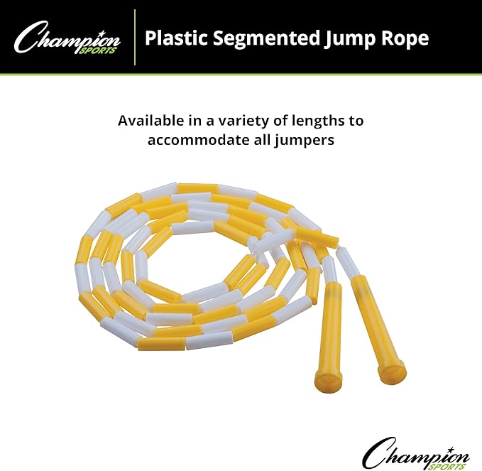 Champion Sports Classic Plastic Segmented Beaded Jump Ropes - Phys. Ed, Gym, Fitness and Recreational Use, In a Variety of Lengths for Kids to Adults