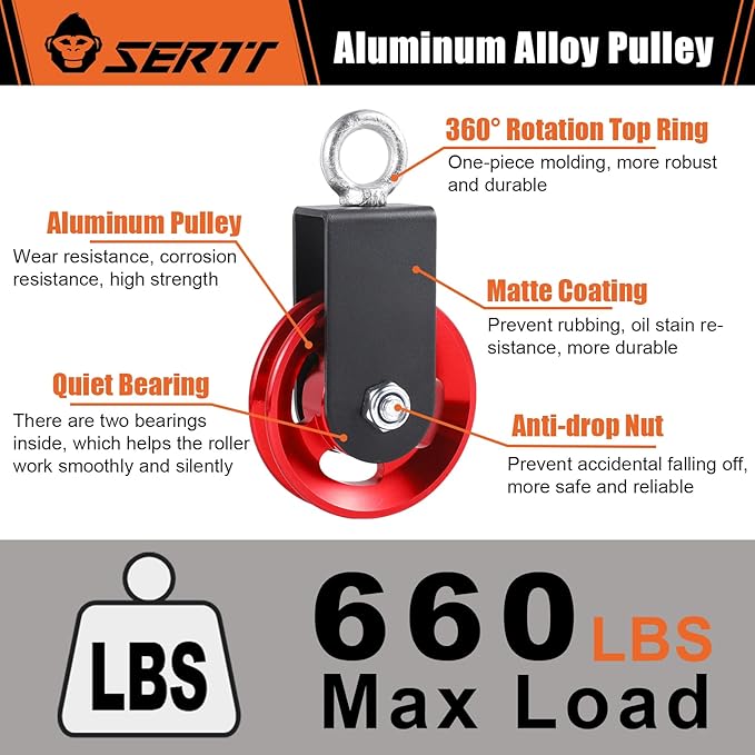 Cable Pulley Wheel for Home Gym Pulley System, Upgraded 90mm Aluminium Alloy Gym Pulley for Maximum 660LBS Load